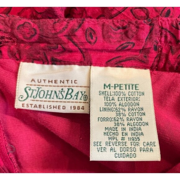 St Johns Bay Petite Womens SIze MP Red & Black Lined A-Line Midi Skirt - Picture 7 of 8